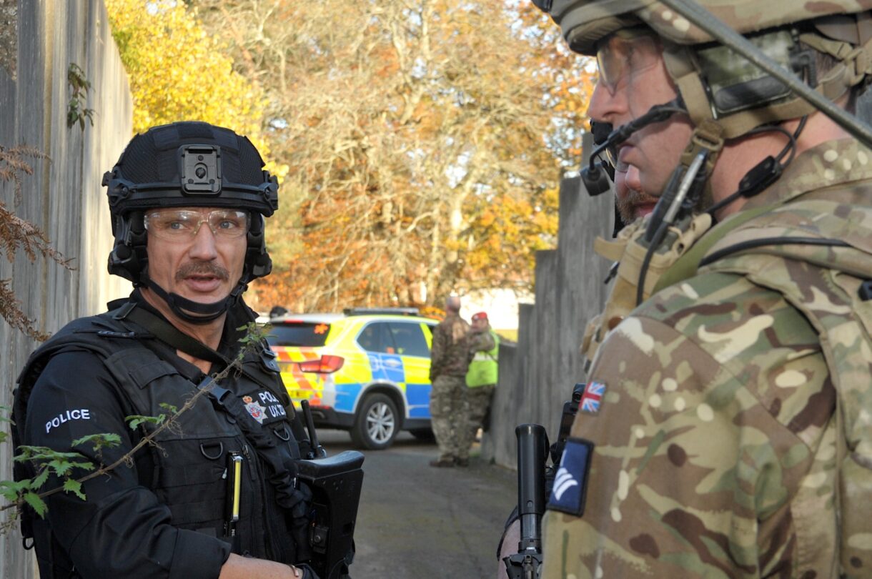 British soldiers and cops conducted a joint drill called Exercise Octacine